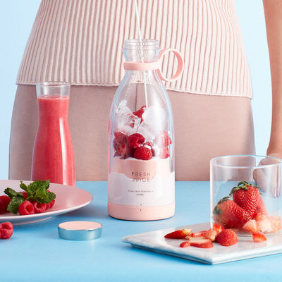 휴대용 재충전 가능한 USB 블렌더 주커 350ml 4 블레이드 여행용 핑크 미니 전기