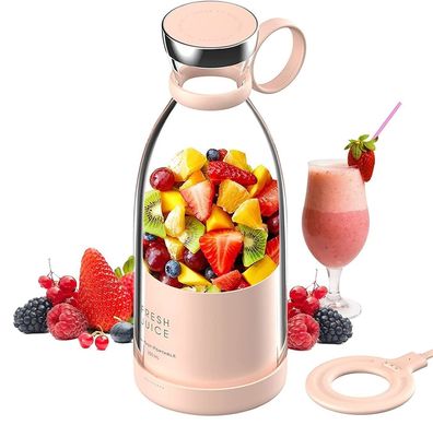 휴대용 재충전 가능한 USB 블렌더 주커 350ml 4 블레이드 여행용 핑크 미니 전기