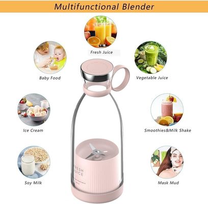 휴대용 재충전 가능한 USB 블렌더 주커 350ml 4 블레이드 여행용 핑크 미니 전기