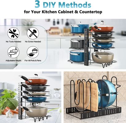 조정 가능한 부엌 캐비닛 냄비 및 팬 조직기 8 레벨 랙 3 DIY 방법