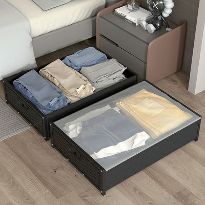 침대 의류 / 장난감 저장 상자 아래 롤리 및 커버