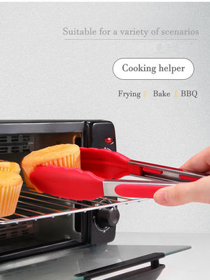 레드 실리콘 클램프 스테인리스 스틸 야외 캠핑 BBQ 뷔페를 위한 부엌 그릴 톱