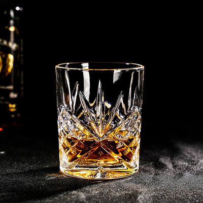 340ml 럭셔리 맑은 바위 디자인 유리 조각 크리스탈 럭셔리 위스키 맥주 잔