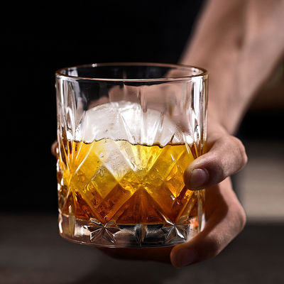 340ml 럭셔리 맑은 바위 디자인 유리 조각 크리스탈 럭셔리 위스키 맥주 잔