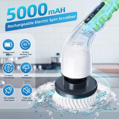 9 교체 가능한 머리 가구 청소 브러쉬용 배선 없는 목욕탕 전력 스크러버