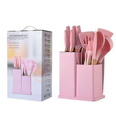 실리콘 주방용품 세트 19 pcs 목재 손잡이 액세서리와 요리 도구