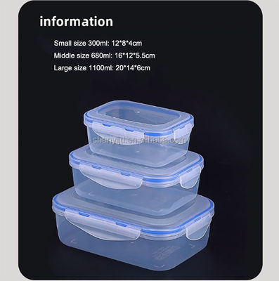3pcs 공기 밀폐 플라스틱 저장 상자 세트 다기능 식품 저장 용기