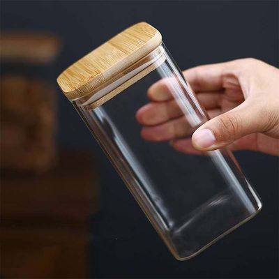 현대 디자인 식품 보관 용기 대나무 뚜?? 300ml 500ml 향신료 유리 잔