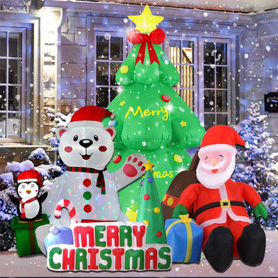 실내 야외 정원 크리스마스 장식 6ft Natal Inflatables Santa Claus With LED Lights Green