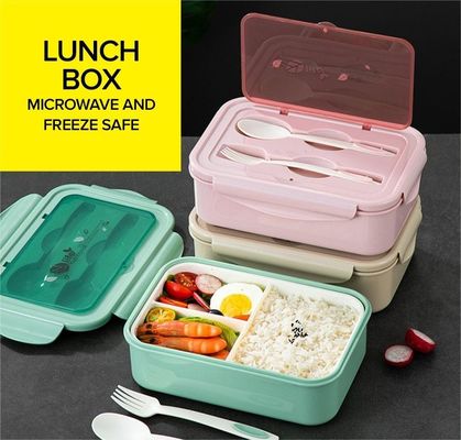 어린이 / 성인용 점심 상자 PP5 1400 ML 마이크로 웨브 냉동 안전 스푼 포크와 함께 BPA 무료