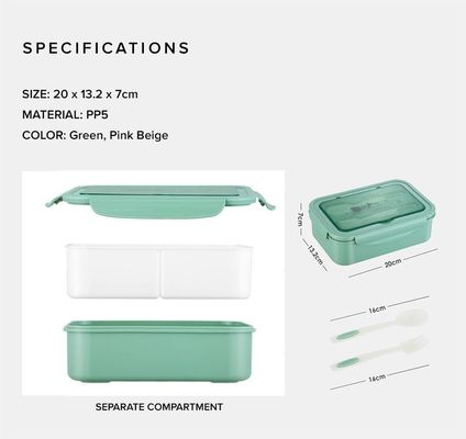 생산 스푼 / 포크 / 칼 / 톱스틱 키트 BPA 없는 1400 ML PP5 어린이 / 성인용 점심 상자