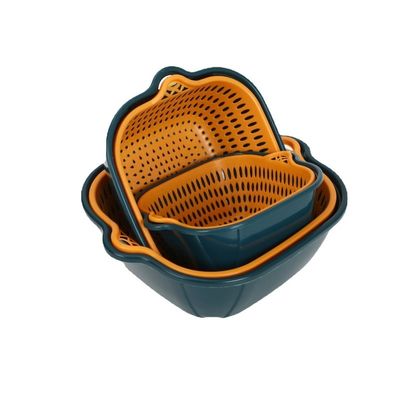 채소 보관 가구 6pcs 이중층 플라스틱 다중 수 배수 깨끗한 배수 바구니