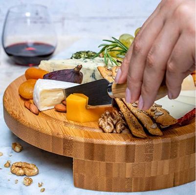 지속 가능한 대나무 치즈 보드 및 치즈 플레이트 샬쿠테리 플래터용 용기 세트
