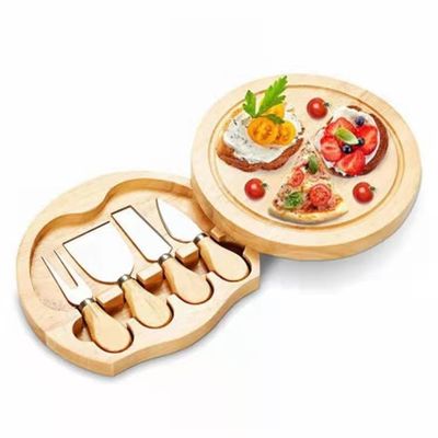 작은 대나무 고기 튀김 치즈 보드 칼로 사용자 지정 로고 둥근 피자 스테인