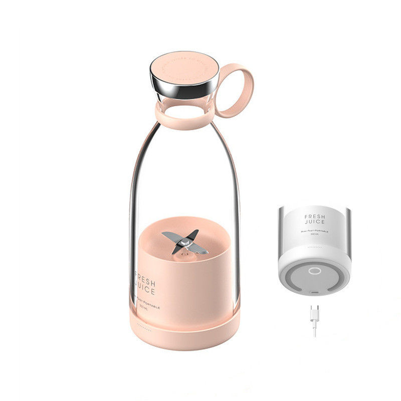 휴대용 재충전 가능한 USB 블렌더 주커 350ml 4 블레이드 여행용 핑크 미니 전기