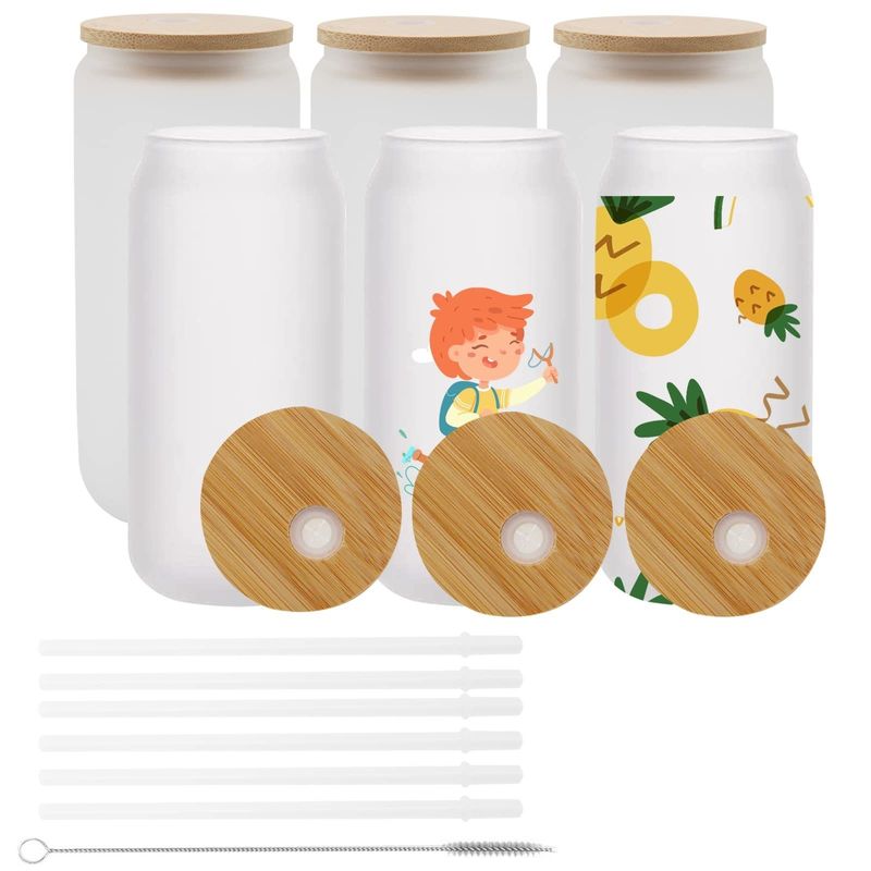 천연 건강 16oz 냉동 맥주 컵 대나무 뚜?? 과 빨대 최고의 바 선물