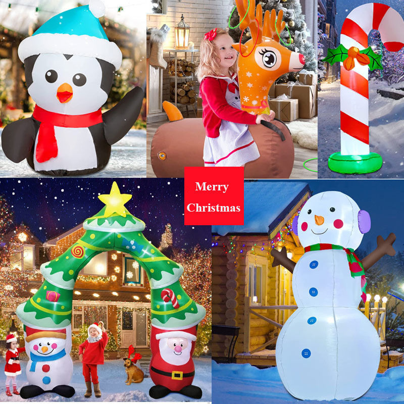 실내 야외 정원 크리스마스 장식 6ft Natal Inflatables Santa Claus With LED Lights Green